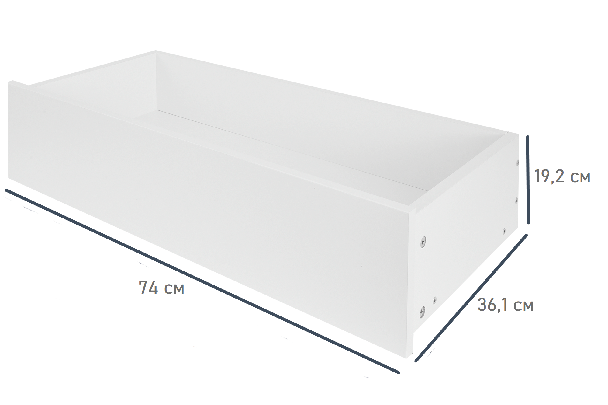 Выдвижной ящик для шкафа Лион 74x19.2x36.1 ЛДСП цвет белый