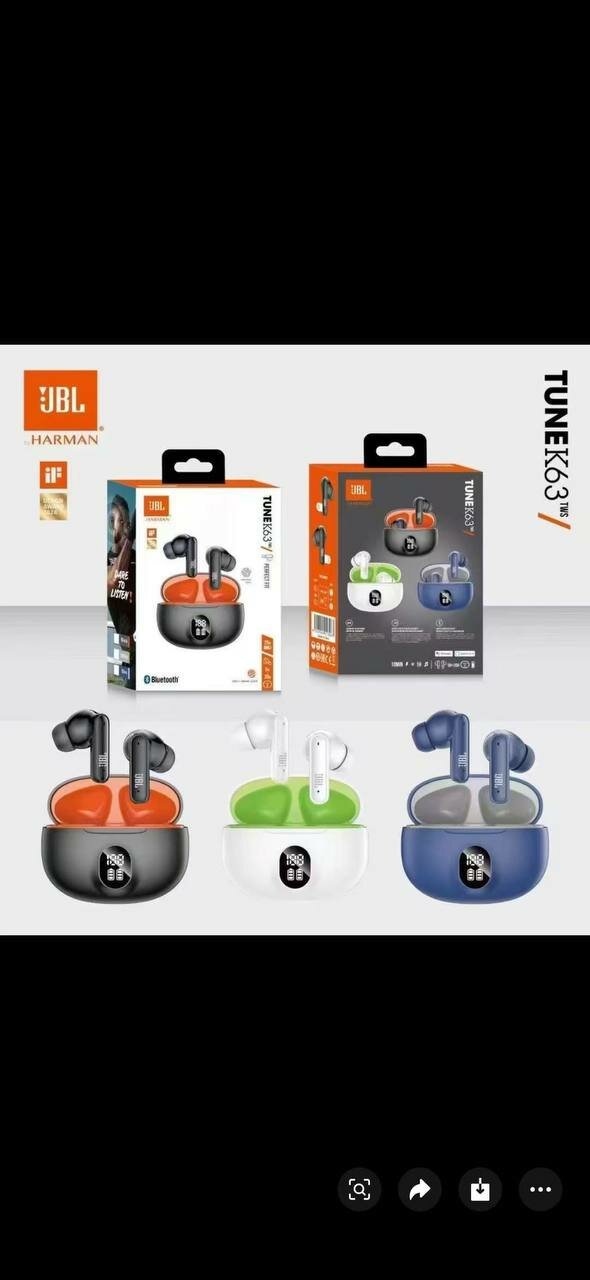 Беспроводные стереонаушники JBL K63 AirPods с Bluetooth-подключением и шумоподавлением