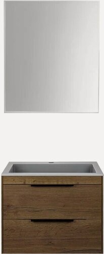 Изображение товара Мебель для ванной комнаты Vincea Chiara 2D 60, 2 ящика, дуб табак, с серой раковиной