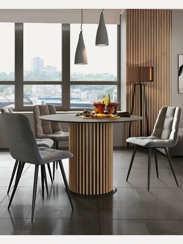 Изображение товара Стол кухонный обеденный круглый, 110х110 см, на 4 персоны, дизайнерский