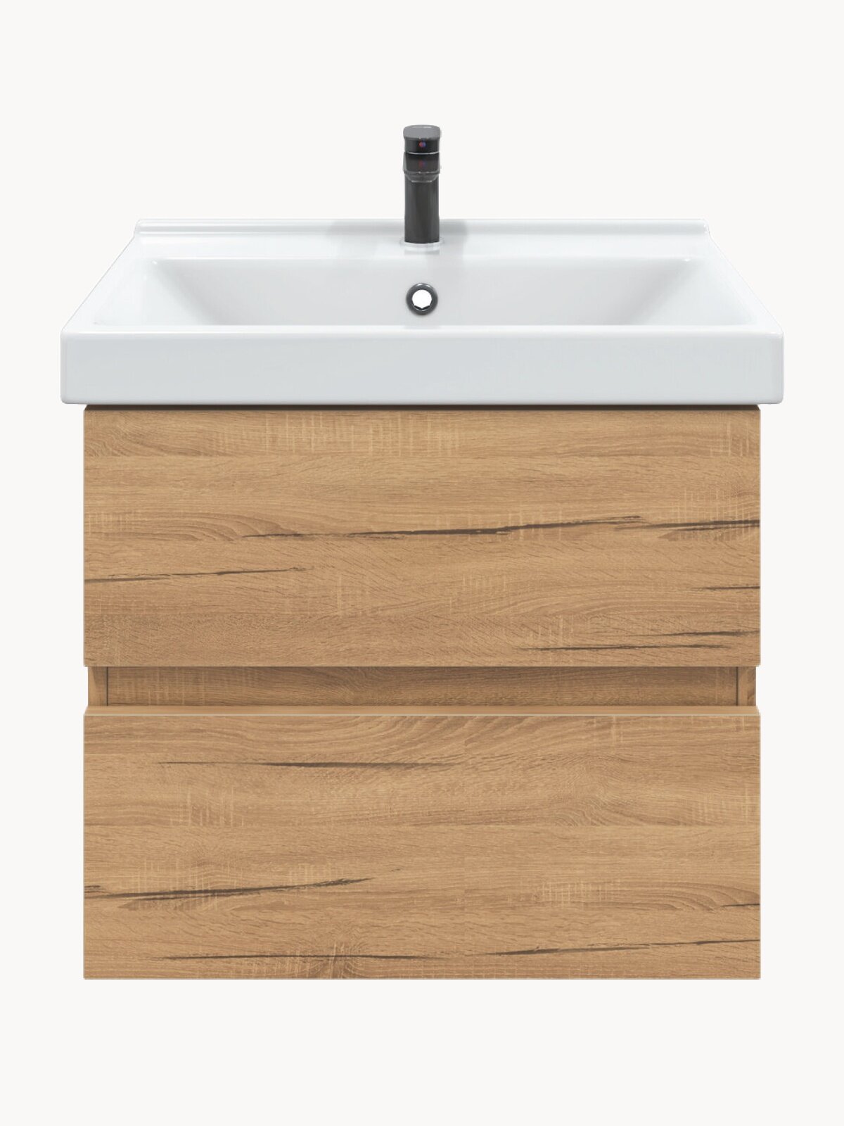 Тумба подвесная SanStar Lavanti 50 с раковиной Фест 50 (комплект) для ванной комнаты Дуб вотан