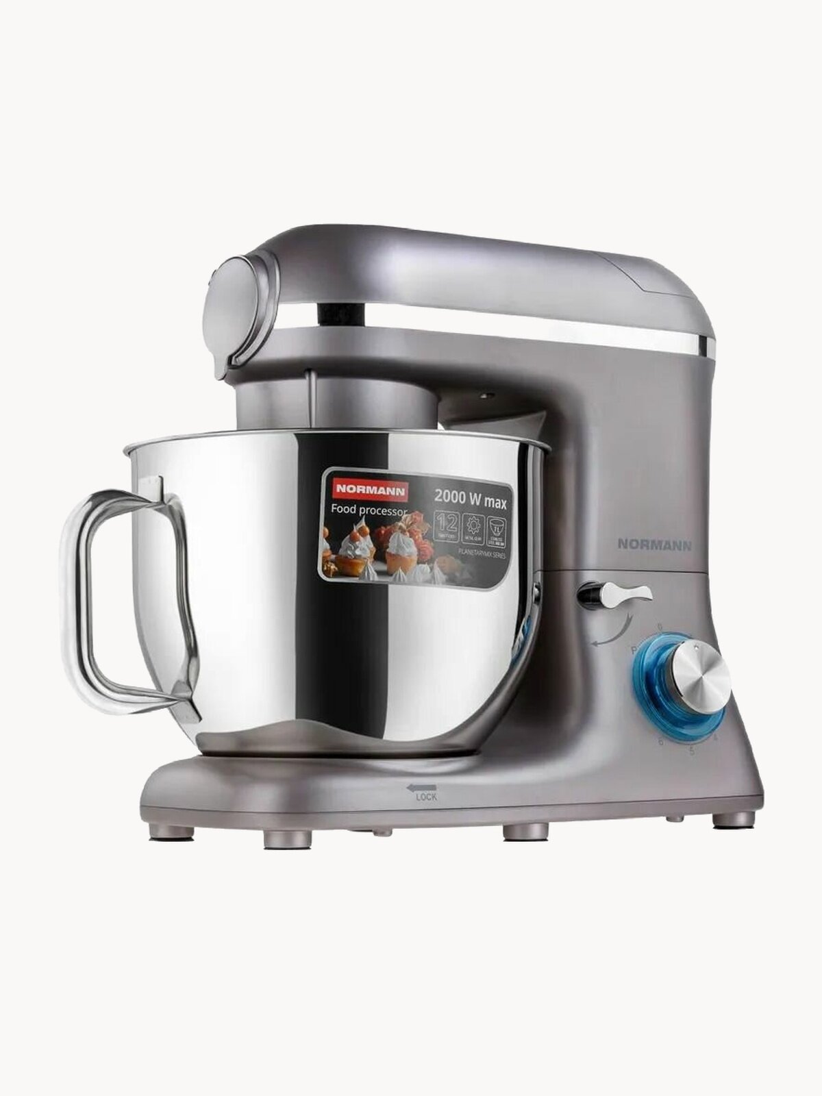 Кухонный комбайн NORMANN AFP-965 4 в 1, 2000 Вт, 12 функций, серый (N16017-3)