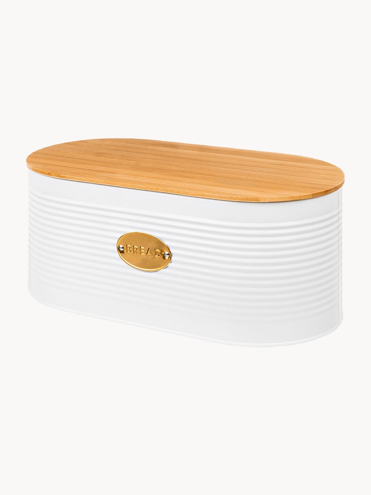 Хлебница 34*18*14 см Elan Gallery "Белая" металлическая с бамбуковой крышкой