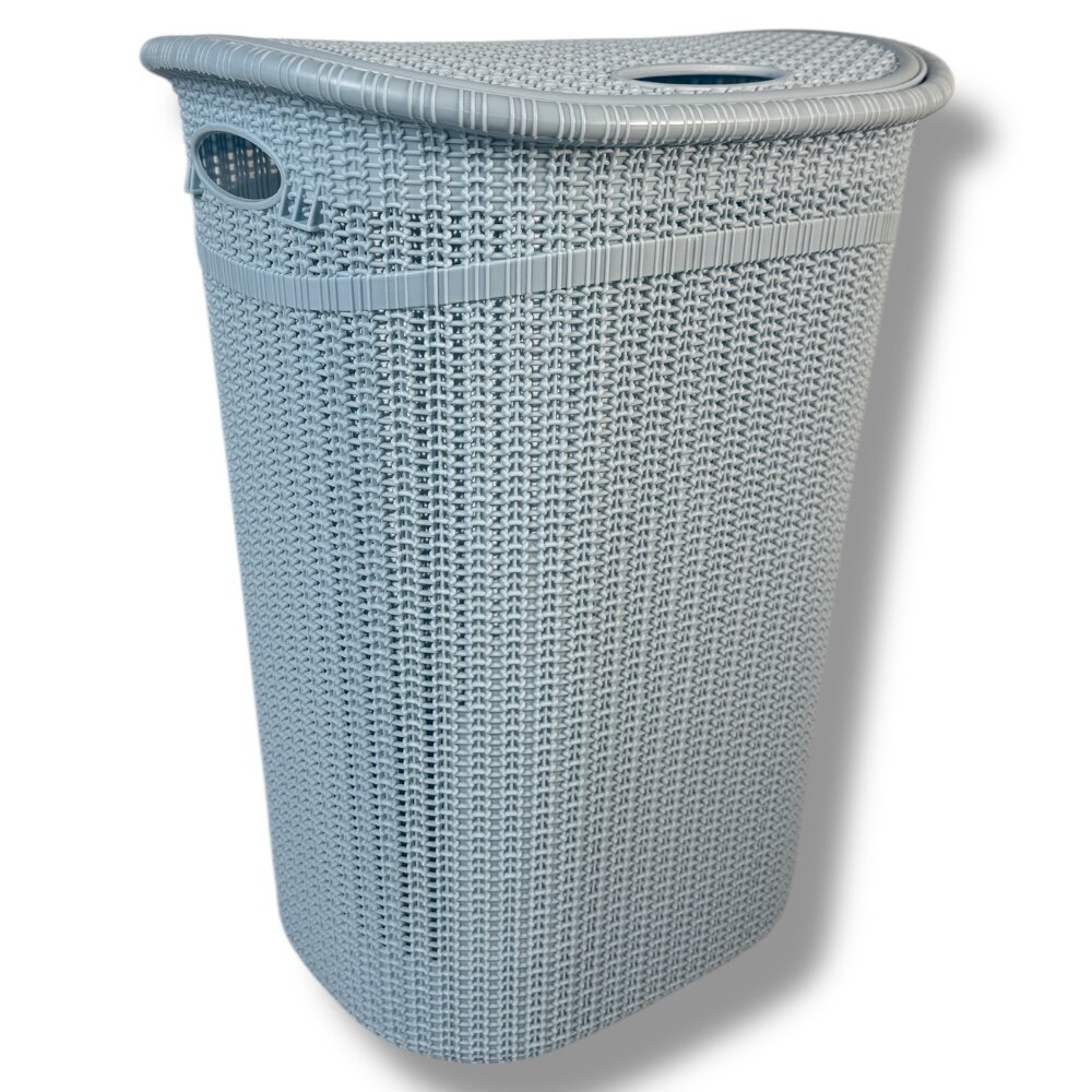 Корзина для хранения белья с крышкой 45 литров. Цвет: коричневый, серый — фото 1