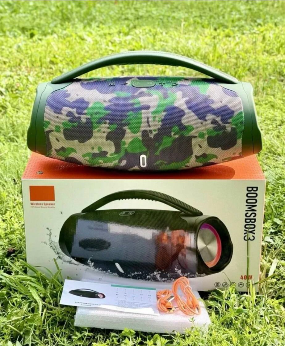 Колонка блютуз беспроводная BOOMSBOX3 40W хаки