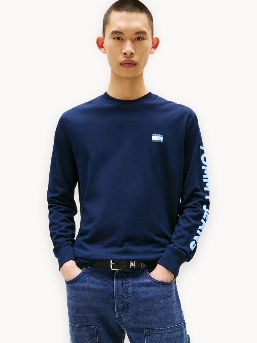Лонгслив Tommy Jeans, размер 2XL, , темно-синий