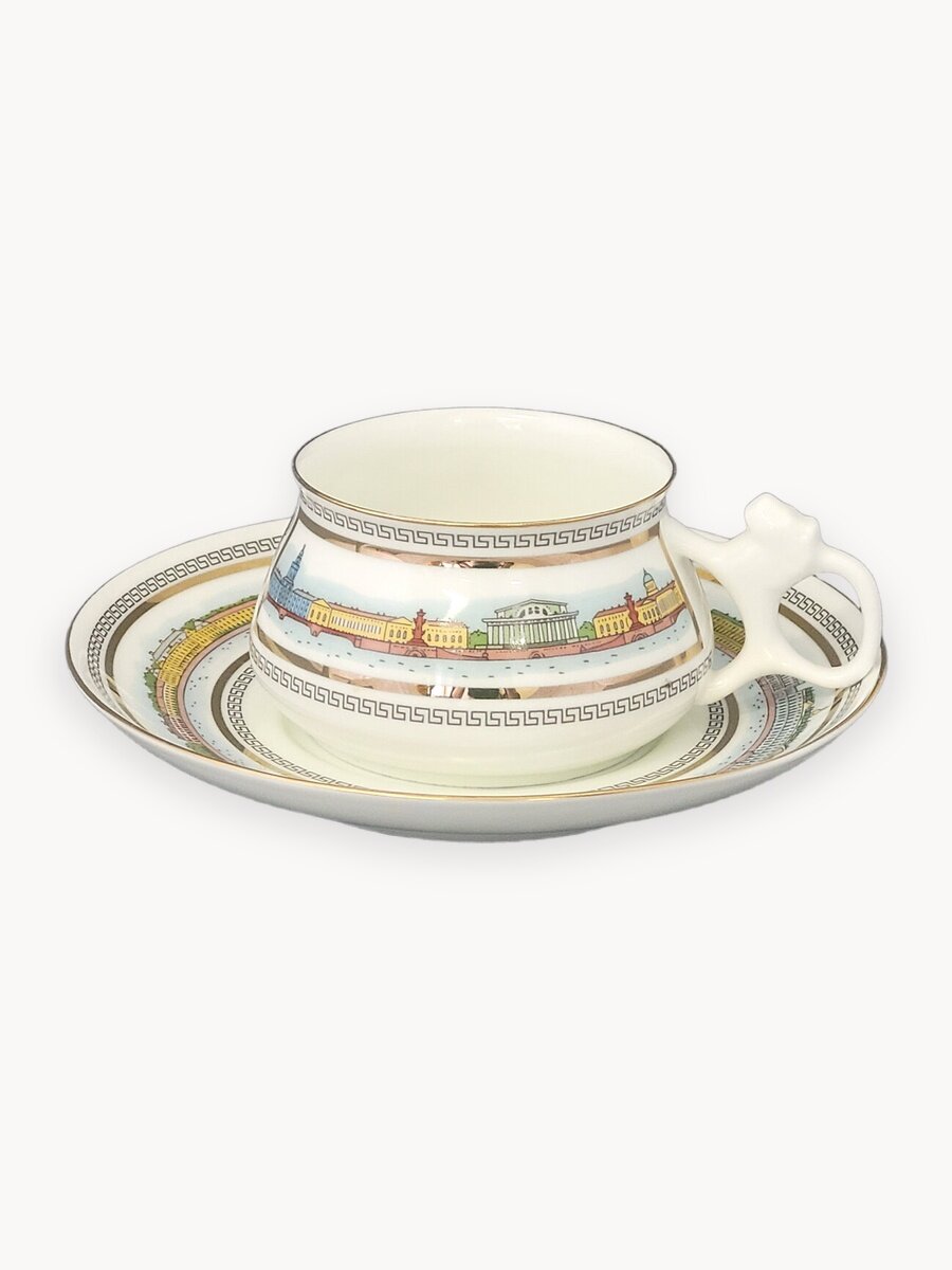 Кофейная пара "Набережные Невы" форма Билибина, 180 мл , Императорский фарфоровый завод