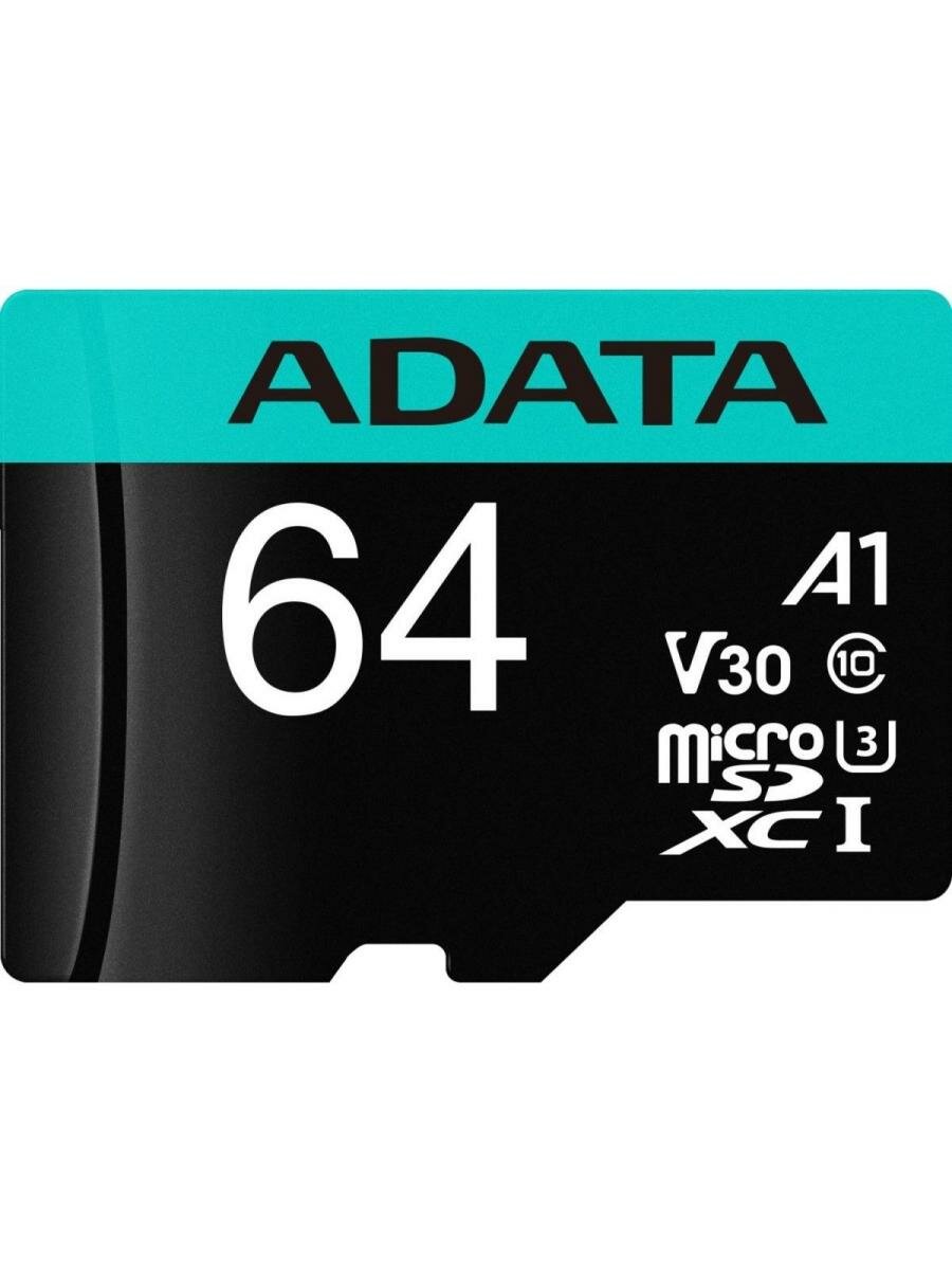 Флеш карта A-Data microSDHC 64Gb Class10 AUSDX64GUI3V30SA2-RA1 Premier Pro + adapter