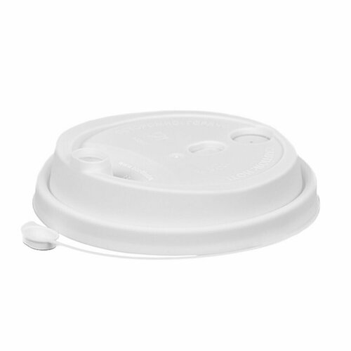 Крышка с питейником для бумажного стакана, диаметр 90 мм, матовая, белая, полипропилен, взлп, 3001М/Б, 1000 штук, 609233