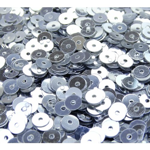 ПЛ001НН5 Пайетки круглые плоские цвет серебро металлик 5 мм 10 грамм 219₽