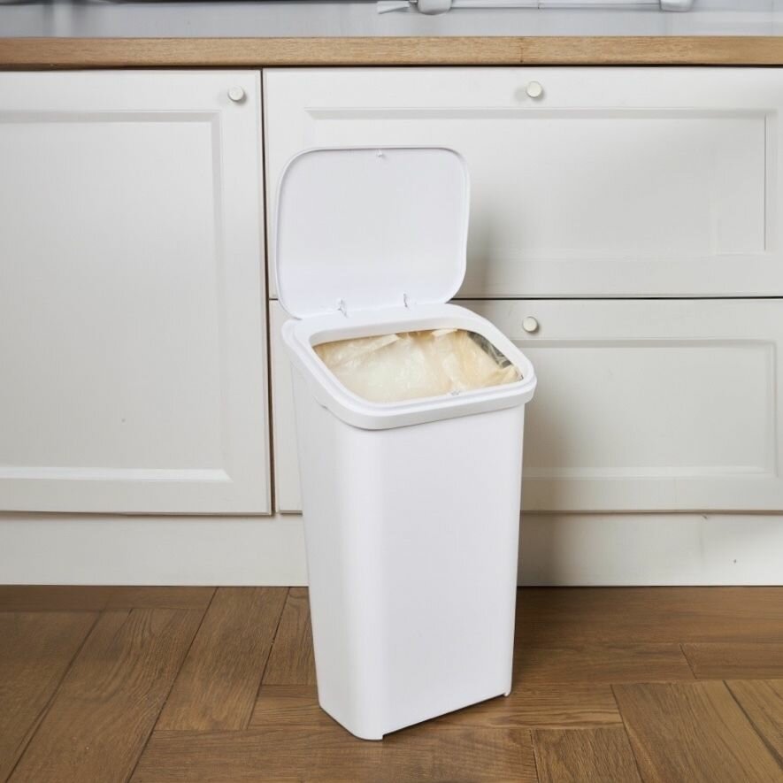 Ведро мусорное, напольное, прямоугольное, Home Chef, белый, 1 шт. — фото 1