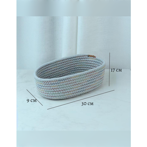 Плетеная овальная корзина для хранения большая/ корзина джута серая/ декоративная корзина плетеная серый