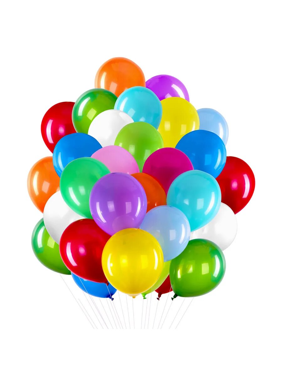Шары воздушные 30 см, 50 штук, ассорти