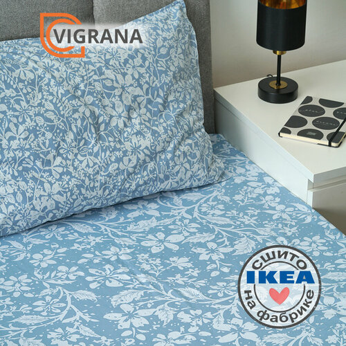 Простыня на резинке VIGRANA саломея 160х200 цветочный принт, поплин, лиоцелл