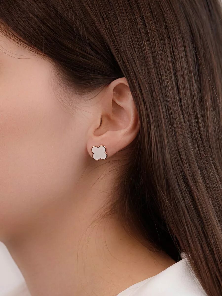 Серьги пусеты Ювелир Карат, серебро, 925 проба, золочение, эмаль, размер 7 мм, , золотистый