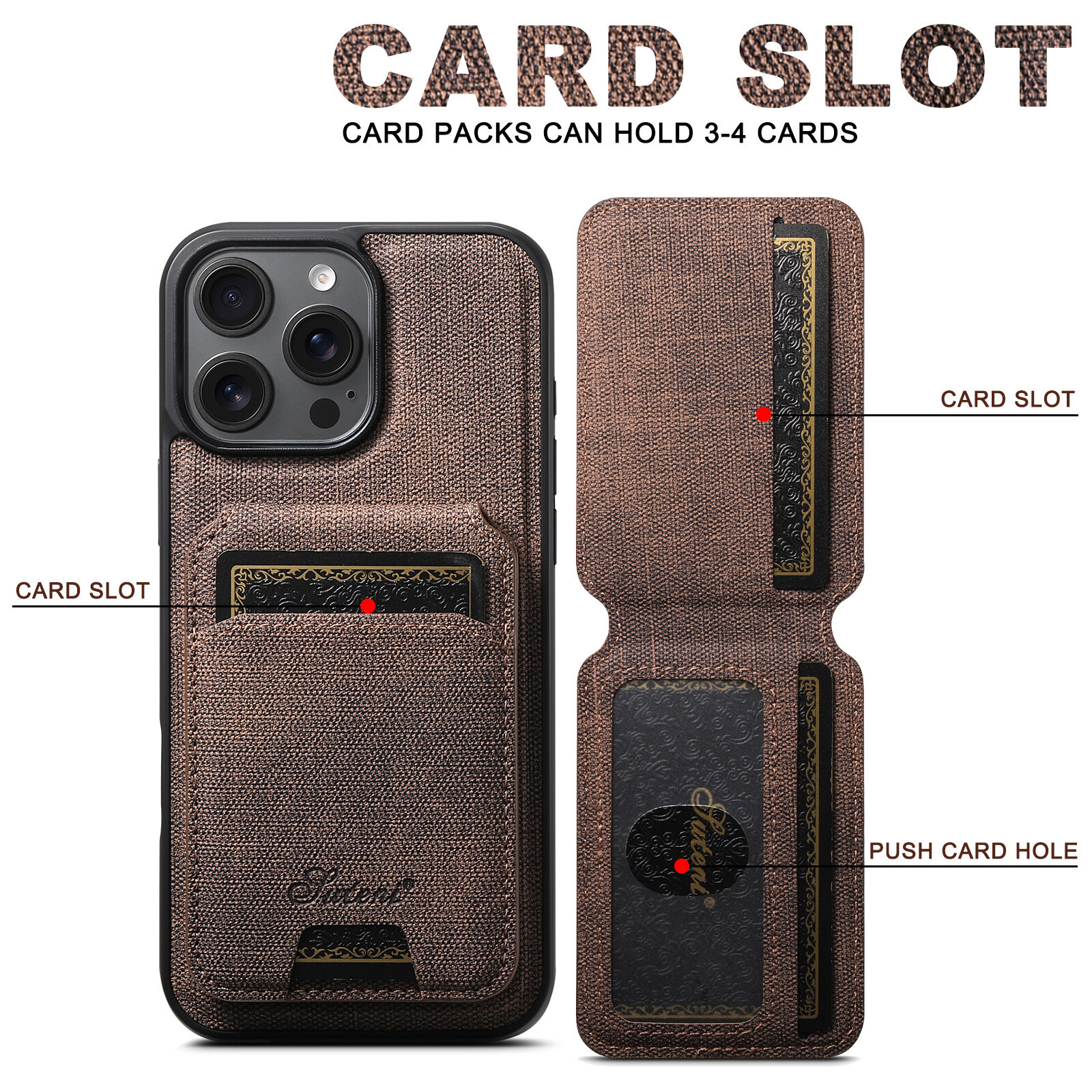 Чехол MagSafe Card Holder suteni, для iPhone 13 Pro Max, флип, черный — фото 1