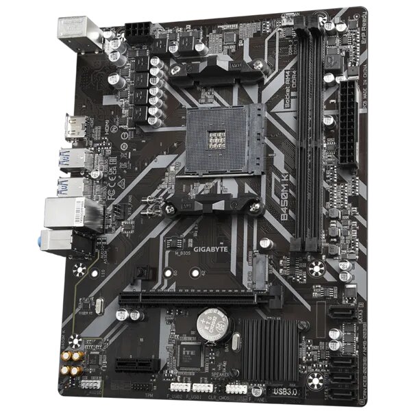 Материнская плата GIGABYTE B450M K сокет AM4 чипсет B450, 2*DDR4, mATX RAID M2 PCI-E — фото 1