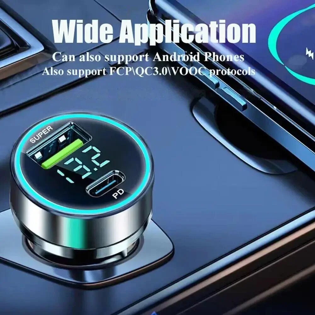 Изображение Автомобильное зарядное устройство USB 120 Вт USB Type C, быстрая зарядка, автомобильный адаптер для мобильного телефона, прикуриватель для Xiaomi Huawei Iphone 15 Pro, black