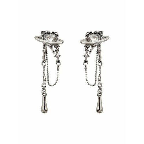 фото Серьги пусеты, фианит, серебристый be self true jewel
