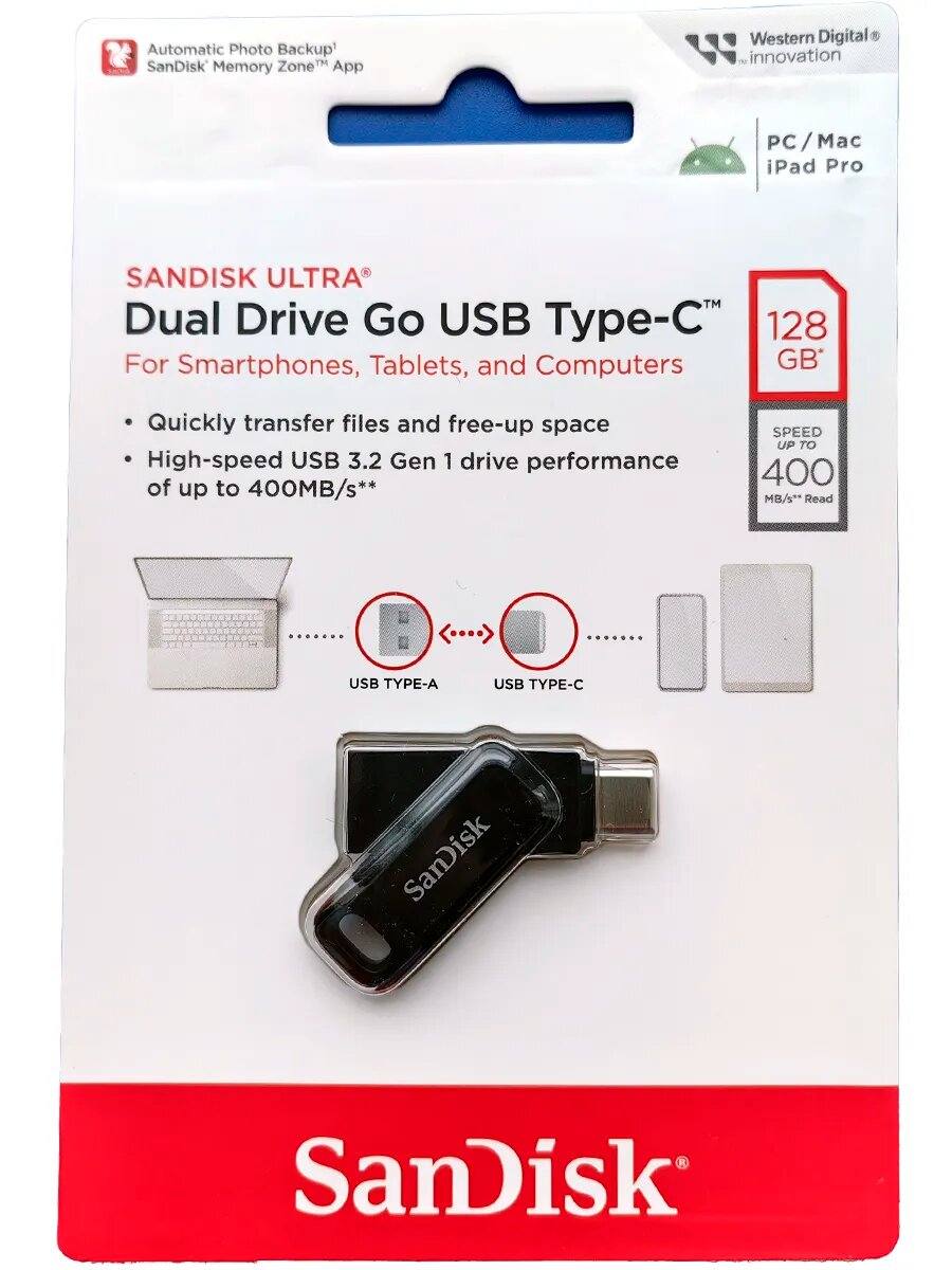 Флешка SanDisk Ultra Dual Drive Go 256GB USB 3.2/400Mbs — фото 1