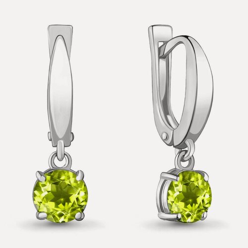 Изображение товара Серьги, серебро, 925 проба, родирование, хризолит