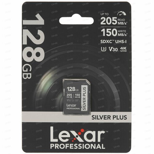 Карта памяти Lexar Professional Silver Plus SDXC 128 ГБ 