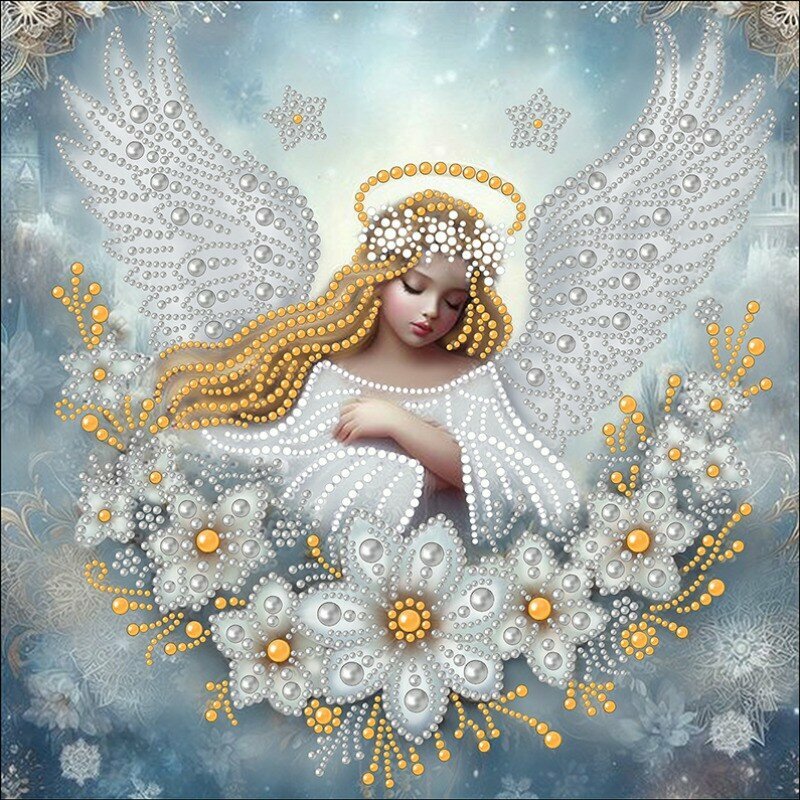 Канва с рисунком Larkes #К3667 Ангел, Вышивка бисером, 26 х 26 см