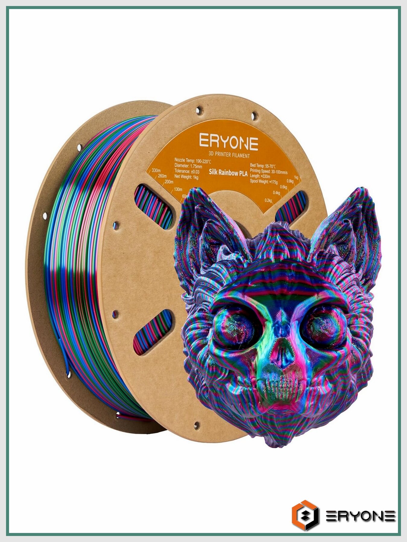 PLA Silk Twist Rainbow Vortex 1,75 мм 1 кг (Eryone) Красный - Синий - Зеленый