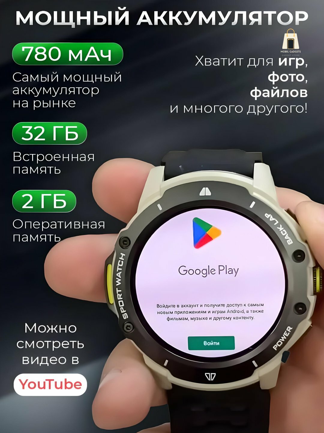 Смарт-часы GS Wear G15Pro, с камерой 5 Мп, Bluetooth, AMOLED, 1.43", 780mAh, Black — фото 1
