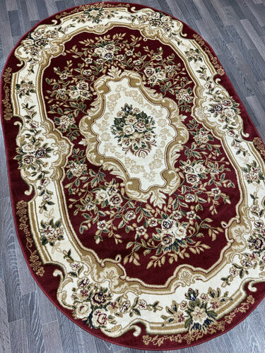 Изображение товара Ковер, Овал, Бордовый, Бежевый, Зеленый, Золотистый, Классический, Винтажный, на пол, в гостиную, спальню, в ассортименте (200 см. на 500 см.)