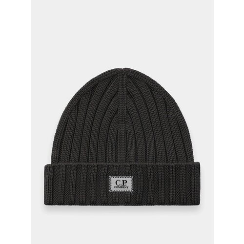 фото Шапка-бини c.p. company extra fine merino wool logo для мужчин, размер one size, орех