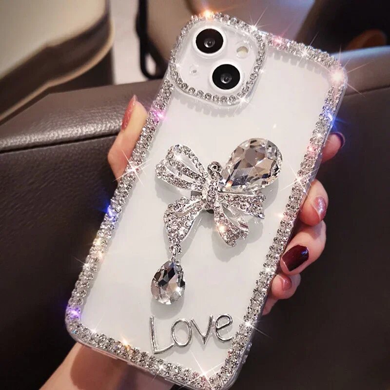 Чехол для телефона со стразами Love Bowknot для женщин и девочек, Bling Diamond, для Samsung A50, A70S, A32, A52, A71, A51, A72, A73, A53, белый, For samsung A51 4G — фото 1