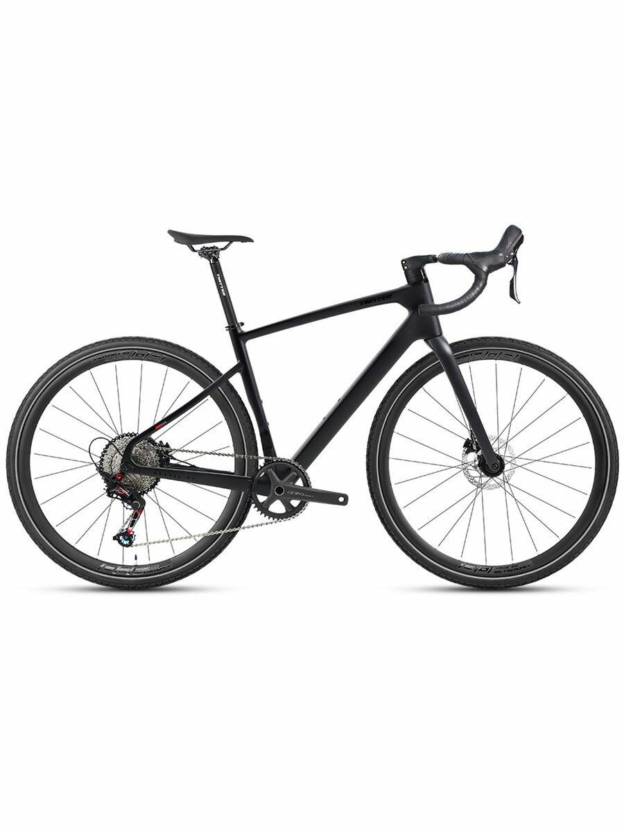 Велосипед Twitter Gravel V1 Full-hydr Carbon, 9.6 кг, 700х40с гравийный шоссейный, рамка 54 см 12 скоростей, Черный