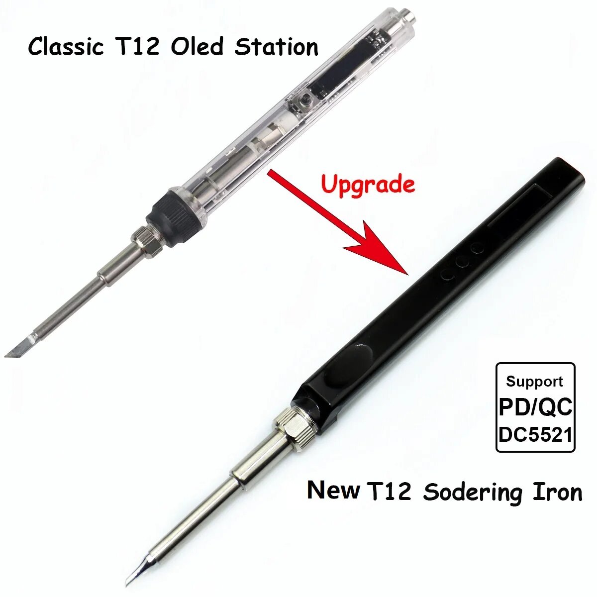 Электрические Паяльники T12 OLED Мини-паяльник, With 4 pcs T12 tip