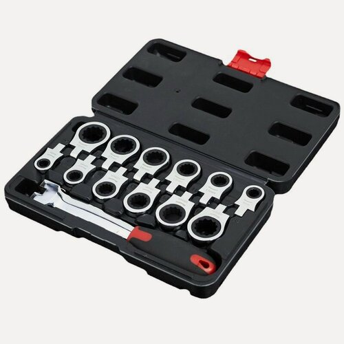 Изображение товара Набор ключей трещоток из 12 шт (8-19 мм) Набор инструментов с съемный трещоткой и битами с переходником