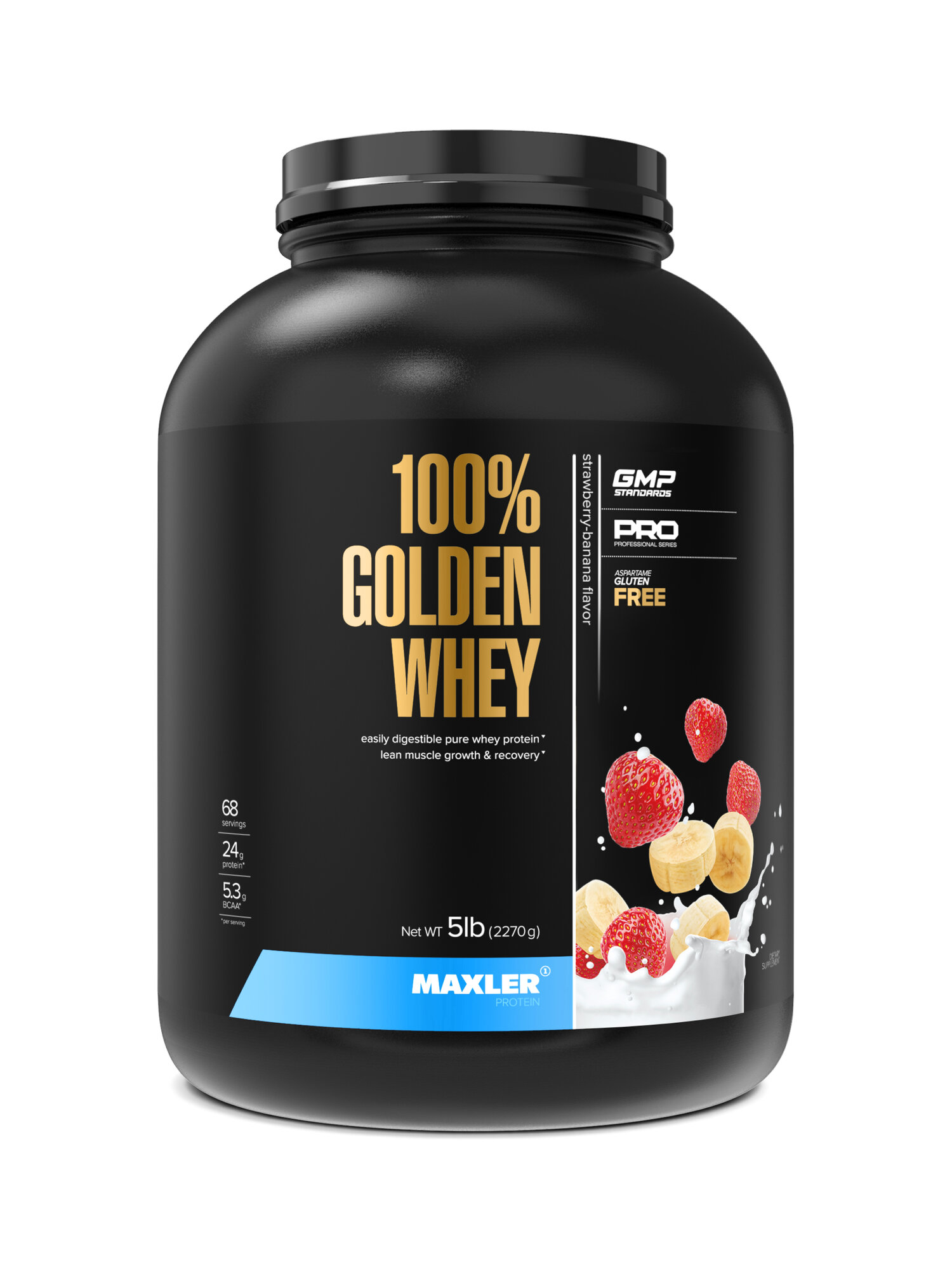 Протеин сывороточный Maxler 100% GOLDEN WHEY 2270 г - Клубника Банан