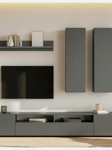 Изображение товара Навесной шкаф Тайлер с полками, 100х26.2х30.8 см, Графит серый