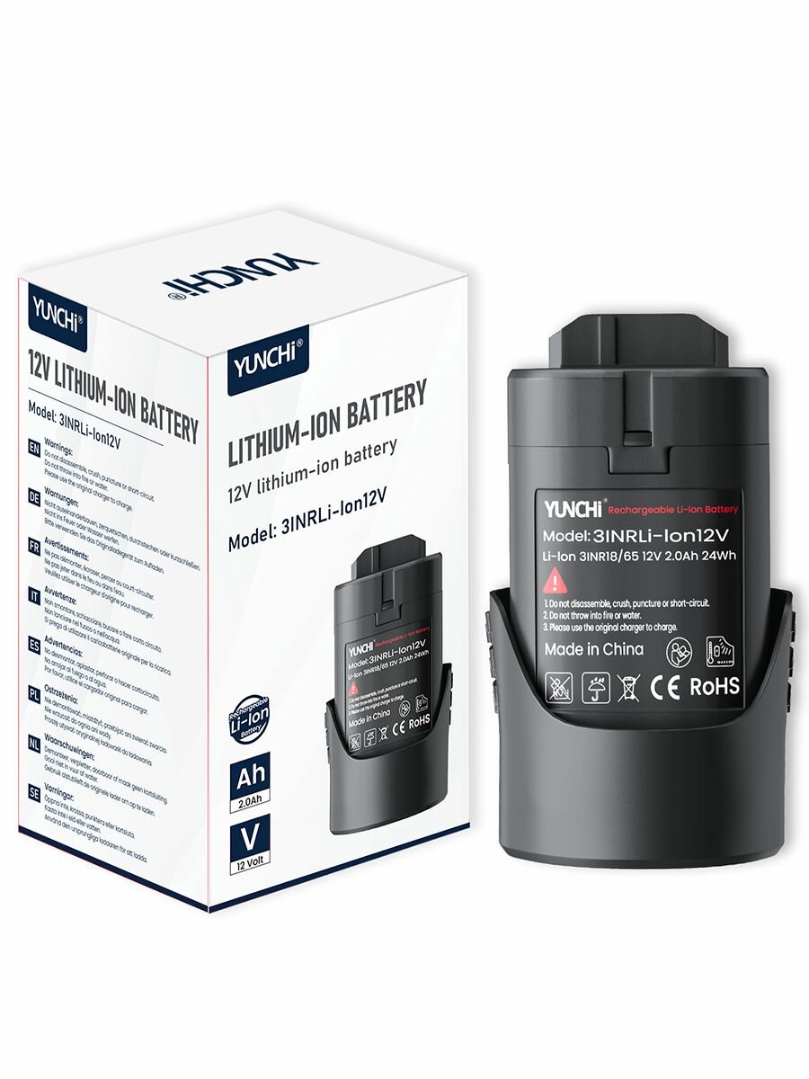 Аккумулятор YUNCHI 2A, 2Ah, 12V, для электроинструмента BOSCH, слайдер