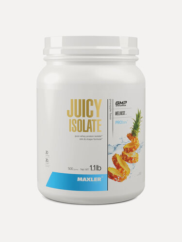 Изображение товара Изолят сывороточного белка Maxler, сывороточный изолят, порошок, 500 г - Ананас