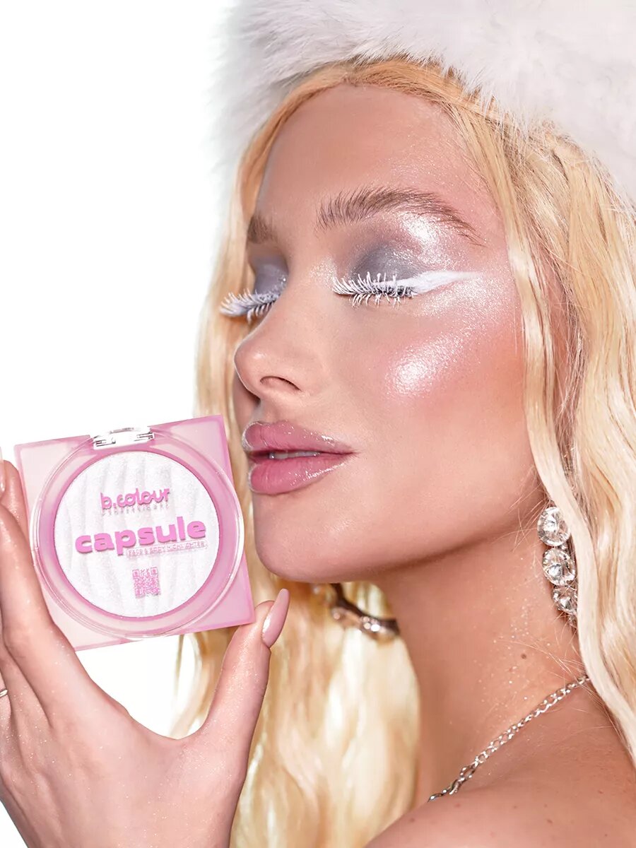 B.COLOUR PROFESSIONAL Хайлайтер для лица, хайлайтер для тела сияющий, сухой, с легкой муссовой текстурой, CAPSULE 02 MILKY WAY — фото 1