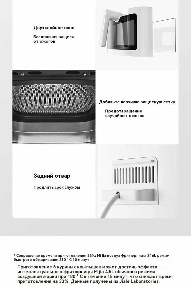 Фритюрницы Xiaomi Xiaomi Аэрогриль Фритюрница Xiaomi Mijia Air Fryer S1 6L MAF12(В китайской версии есть руководство на русском языке), белый