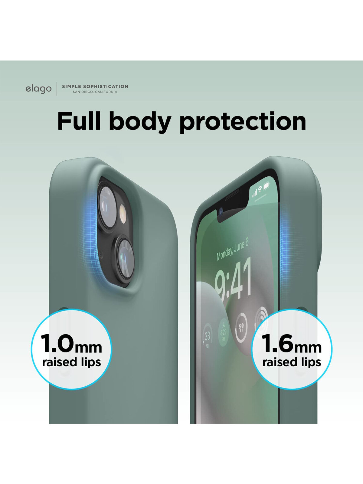Elago силиконовый чехол для iPhone 14, Soft Silicone Midnight Green — фото 1