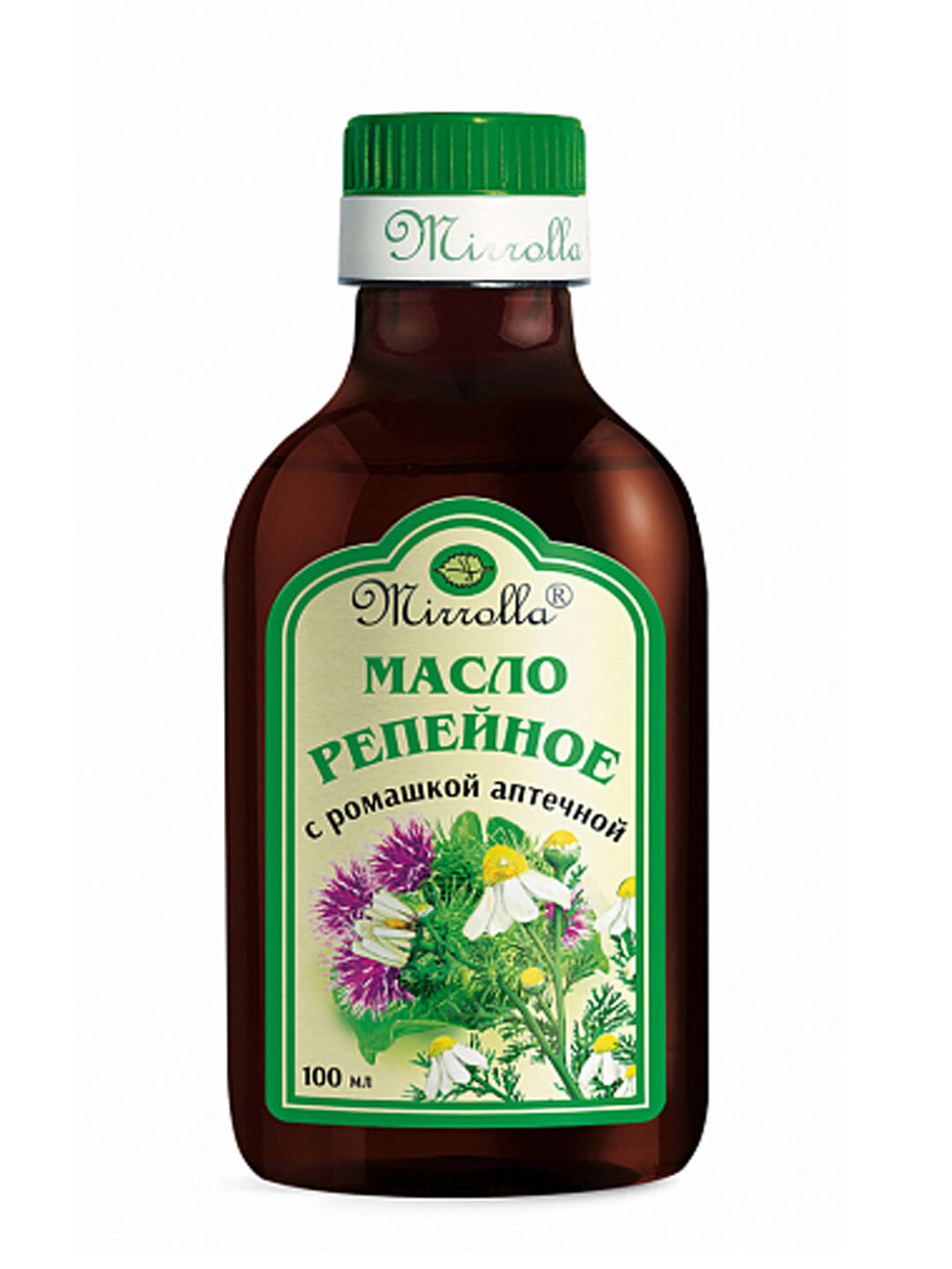 Репейное масло Mirrolla, для всех типов волос, питание и укрепление, с ромашкой, 100мл