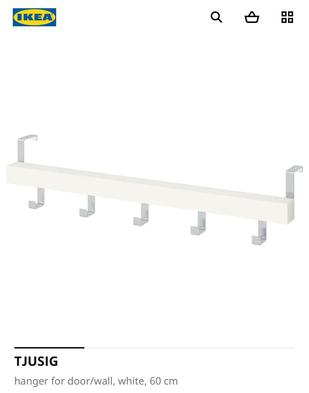 Вешалка IKEA TJUSIG на дверь/стену дерево/металл 60 см оригинал
