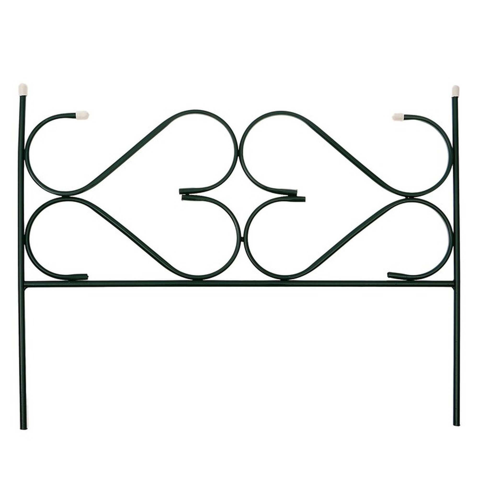 Ограждение декоративное 51 × 320 см 5 секций с заглушками металл зелёное «Дачный»
