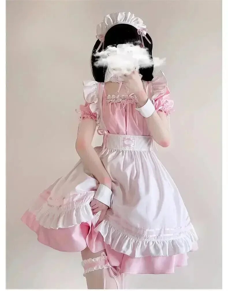 Розовый костюм горничной Лолита, 5XL