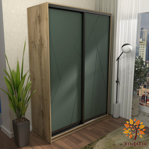 Изображение товара Шкаф-купе ЭльфОла "Геометрия" фасады МДФ с фрезеровкой, 152*45*220 см