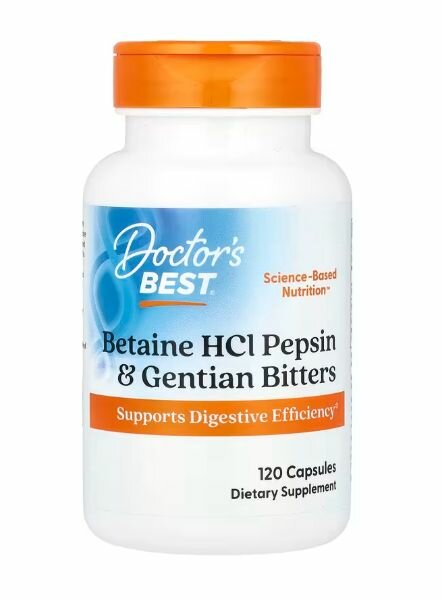 Doctor's Best, Бетаин гидрохлорид, пепсин и горечавка, Essential Vitamins Бетаин и В-витамины B-complex & betaine