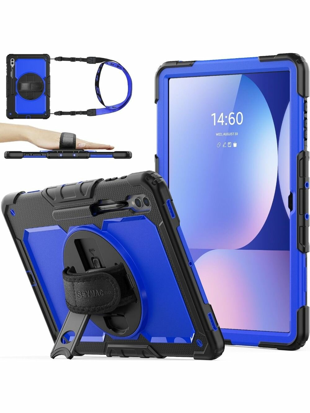 Чехол для Samsung Galaxy Tab S10 FE / S9 / S9 FE 5G , Держатель для карандашей, Подставка с поворотом на 360 градусов, Ремешок для рук, Плечевой ремень