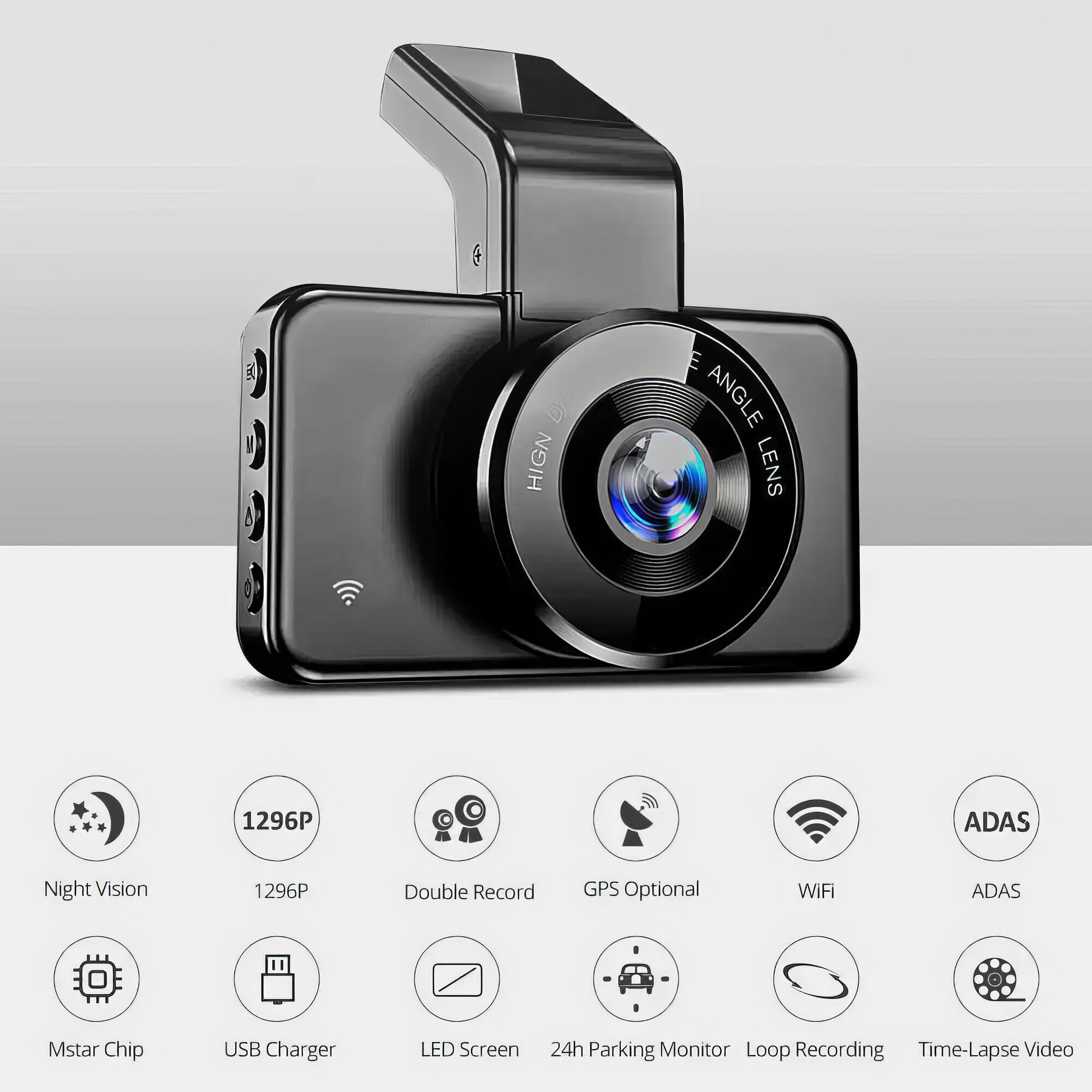 Видеорегистратор M17 Pro, с датчиком удара, цикличная запись, экран 3", черный